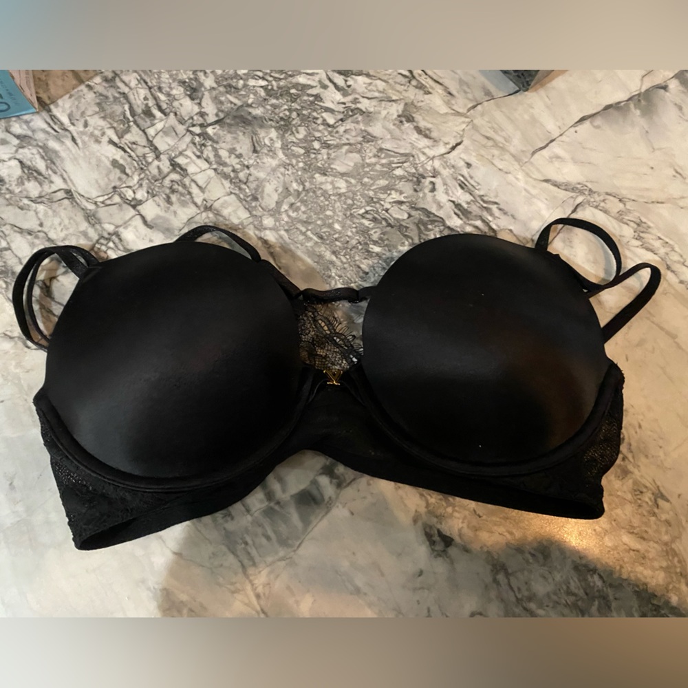 Women’s  Victoria Secret Black Very Sec Push-Up Lace Racer Back Front Closer Bra